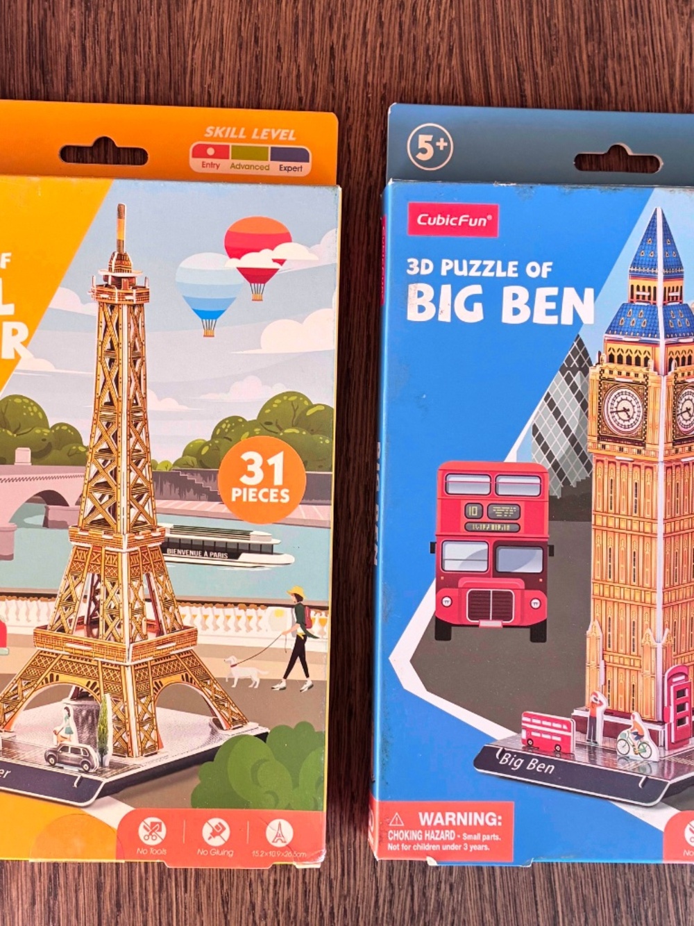 CubicFun 3D Puzzle Bundle Eiffel Tower & Big Ben London Paris Ages 5+